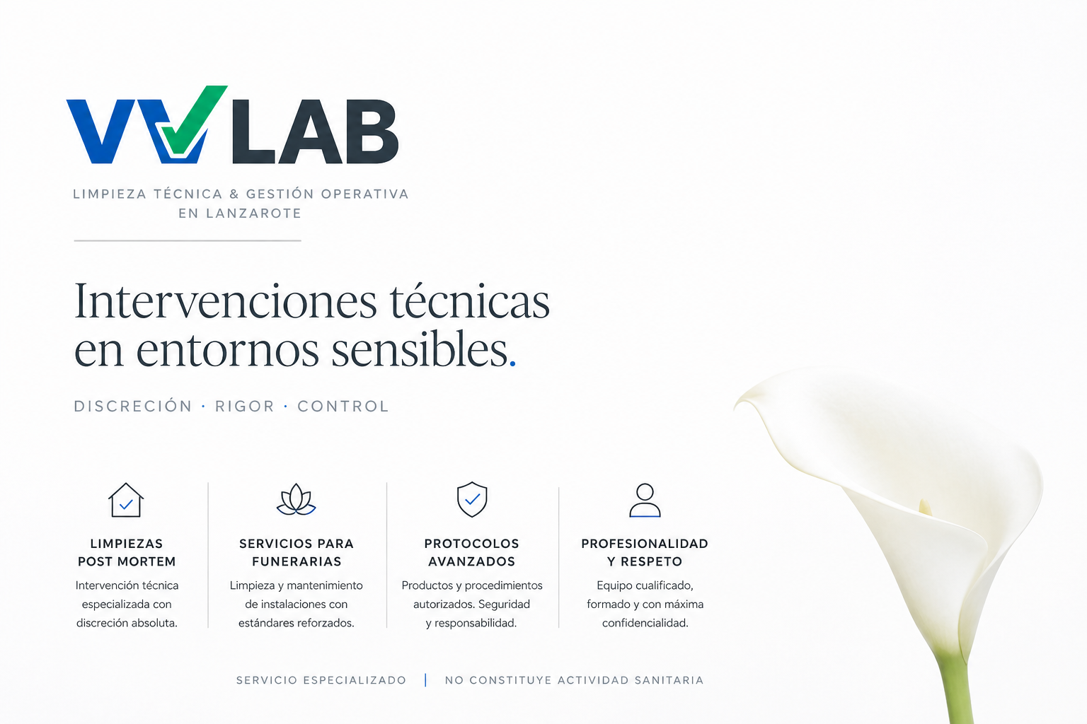 VV LAB · Intervenciones técnicas en entornos sensibles. Discreción, rigor y control.